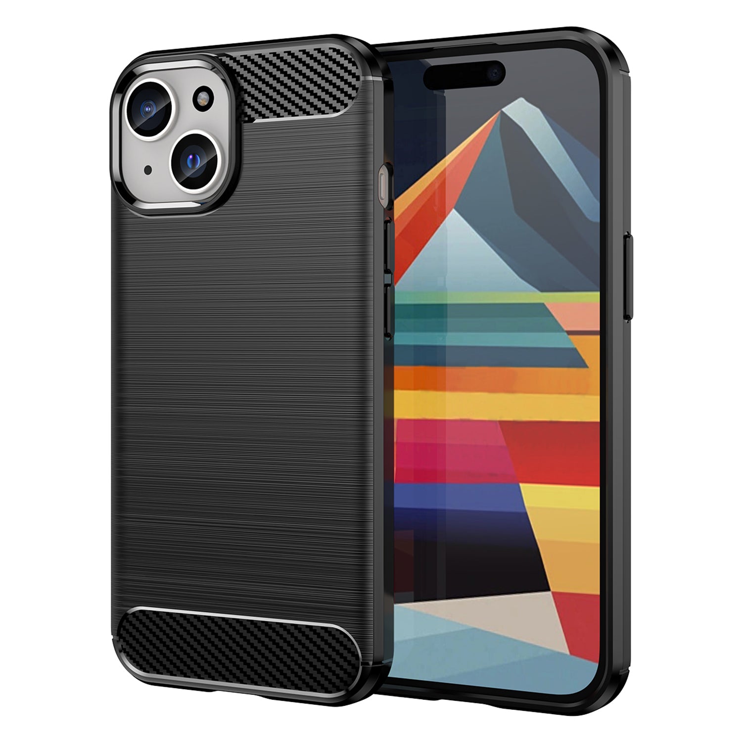 Soft TPU Phone Case for iPhone 15 Carbon Fiber Texture Brushed Protective Phone Cover Soft TPU Phone Case for iPhone 15 Carbon Fiber Texture Brushed Protective Phone Cover